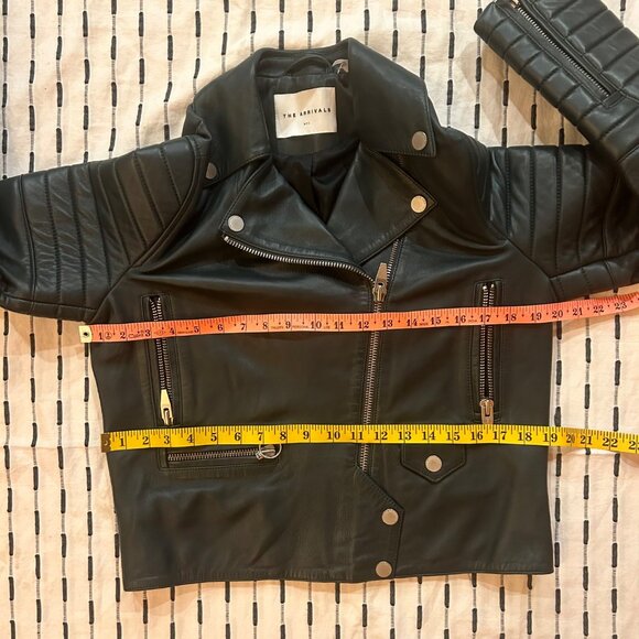 The Arrivals Rainier Zero Jacket Leather Moto Motorcycle Gray Cropped Casual M - Picture 11 of 12